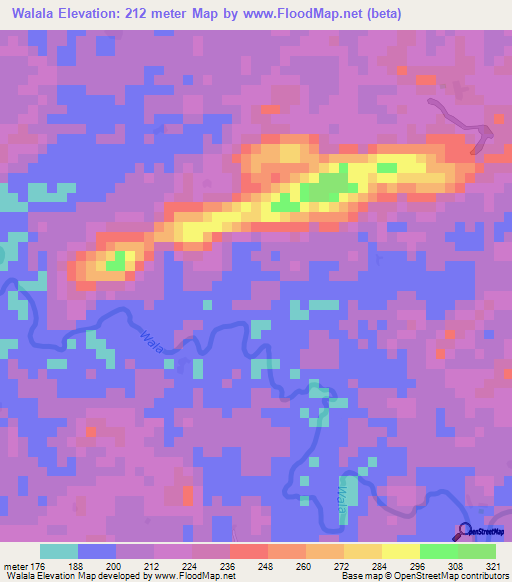 Walala,Liberia Elevation Map