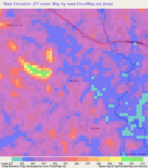 Wala,Liberia Elevation Map