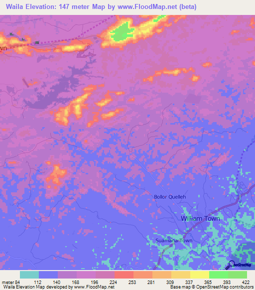 Waila,Liberia Elevation Map