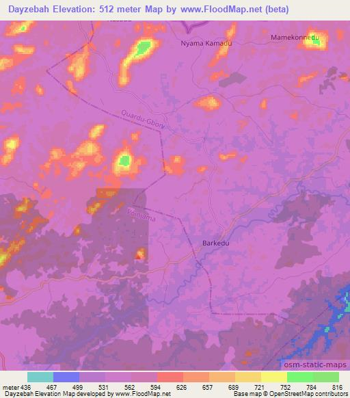 Dayzebah,Liberia Elevation Map