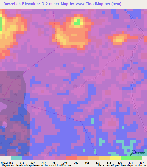 Dayzebah,Liberia Elevation Map