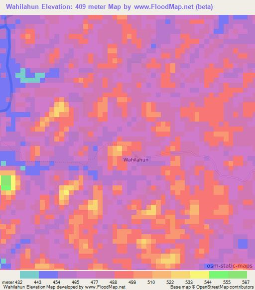 Wahilahun,Liberia Elevation Map