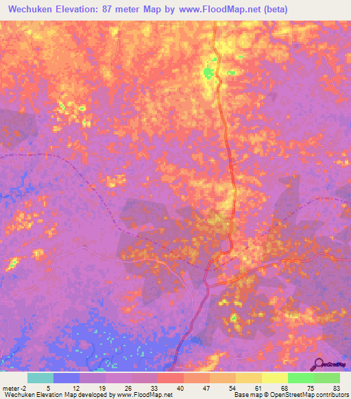 Wechuken,Liberia Elevation Map