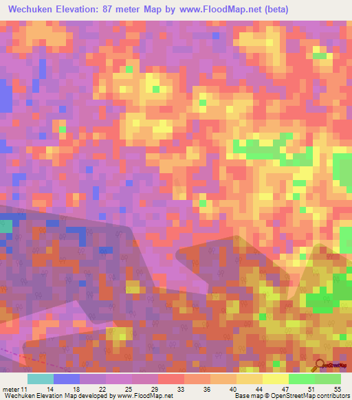 Wechuken,Liberia Elevation Map
