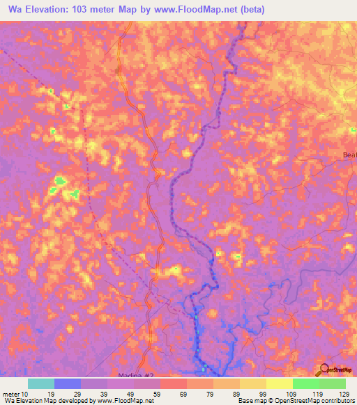Wa,Liberia Elevation Map