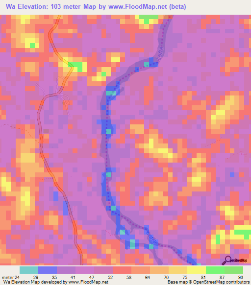 Wa,Liberia Elevation Map