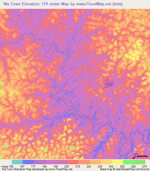 Wa Town,Liberia Elevation Map