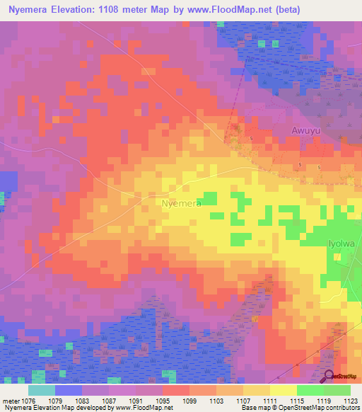 Nyemera,Uganda Elevation Map