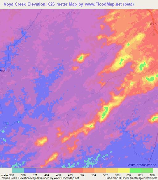 Voya Creek,Liberia Elevation Map