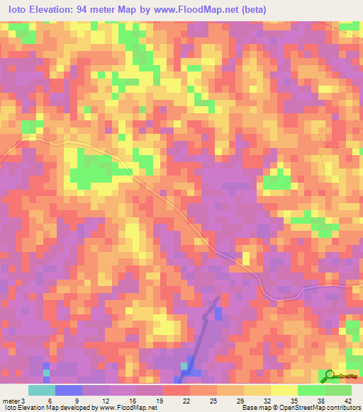 Ioto,Liberia Elevation Map