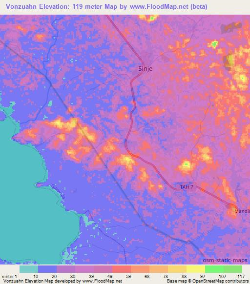 Vonzuahn,Liberia Elevation Map