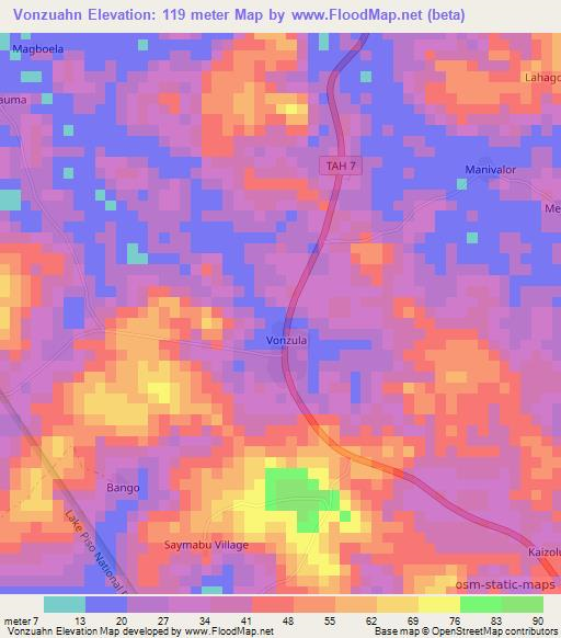 Vonzuahn,Liberia Elevation Map