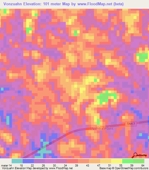 Vonzuahn,Liberia Elevation Map