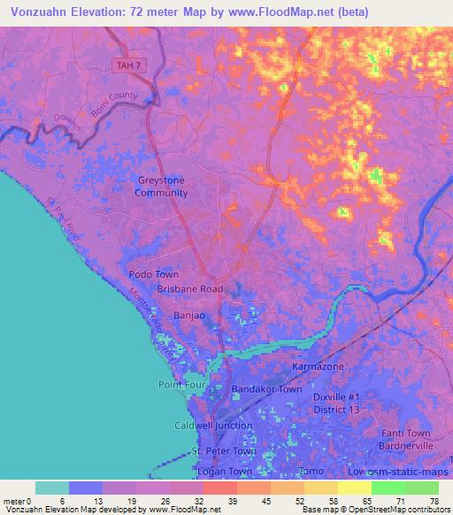 Vonzuahn,Liberia Elevation Map