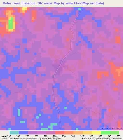 Vohn Town,Liberia Elevation Map