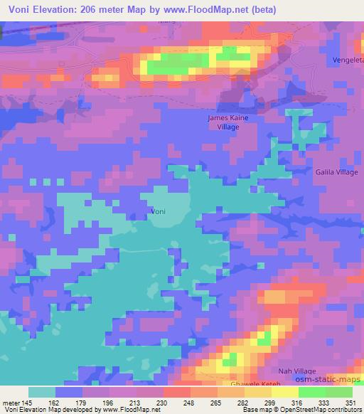 Voni,Liberia Elevation Map