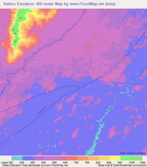 Valazu,Liberia Elevation Map