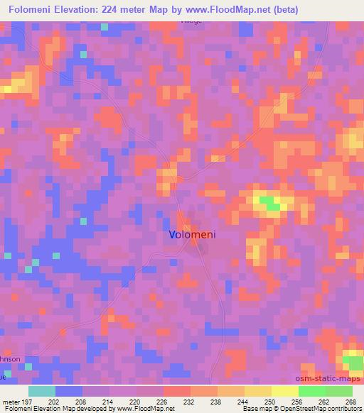 Folomeni,Liberia Elevation Map