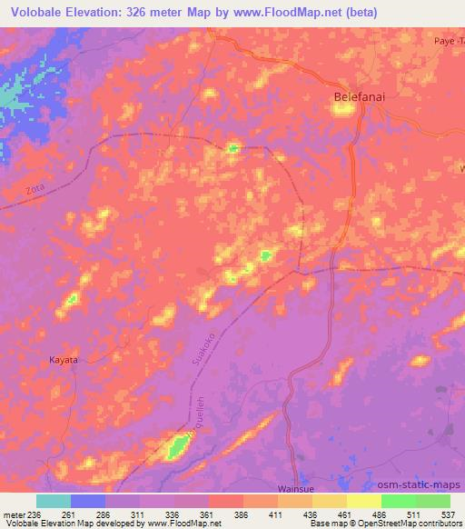 Volobale,Liberia Elevation Map