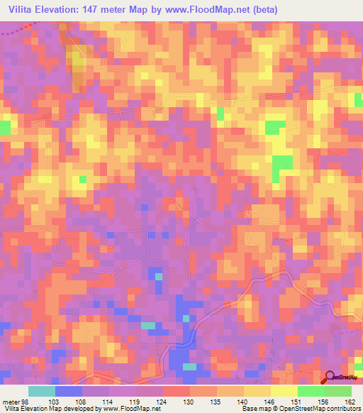Vilita,Liberia Elevation Map