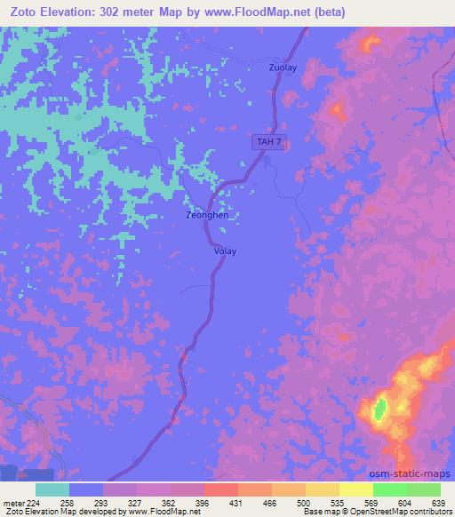 Zoto,Liberia Elevation Map