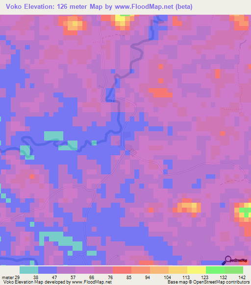 Voko,Liberia Elevation Map