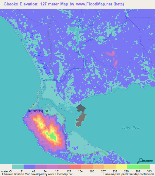 Gbaoko,Liberia Elevation Map