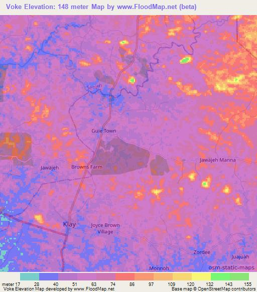 Voke,Liberia Elevation Map