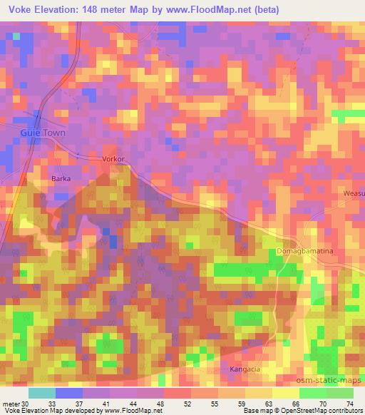 Voke,Liberia Elevation Map