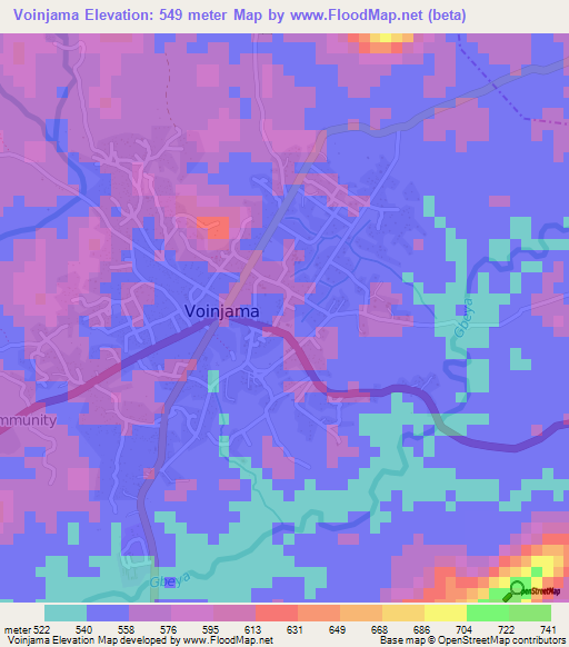 Voinjama,Liberia Elevation Map