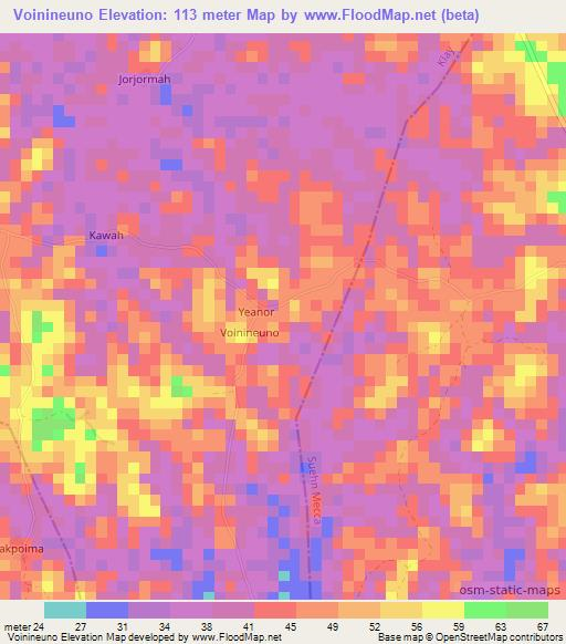 Voinineuno,Liberia Elevation Map