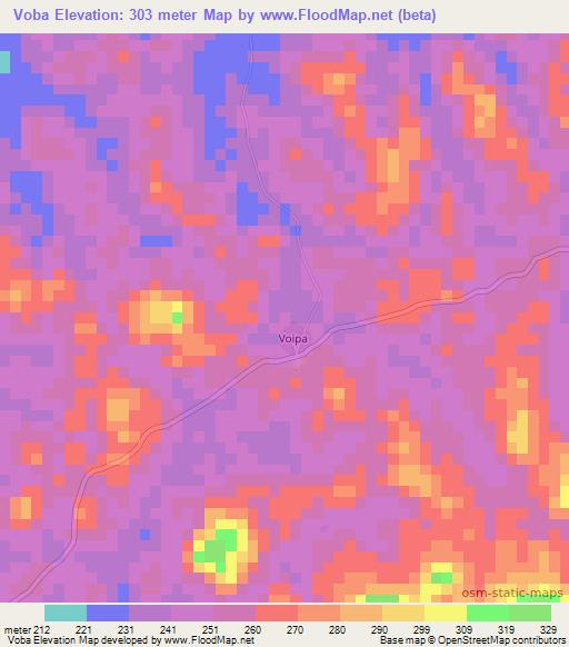 Voba,Liberia Elevation Map