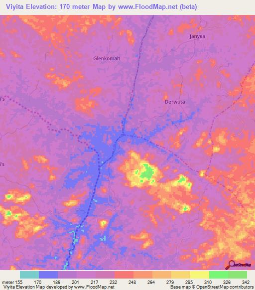 Viyita,Liberia Elevation Map
