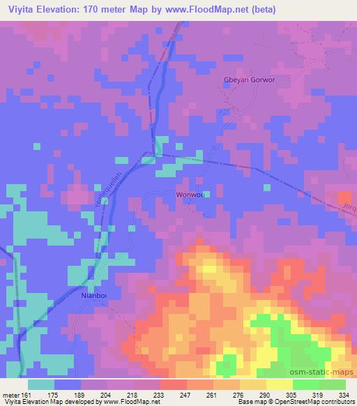 Viyita,Liberia Elevation Map