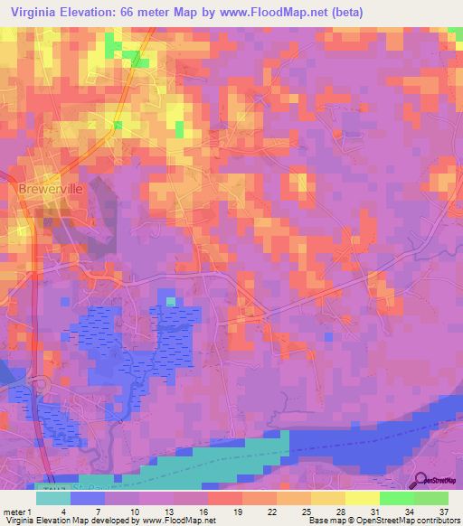 Virginia,Liberia Elevation Map