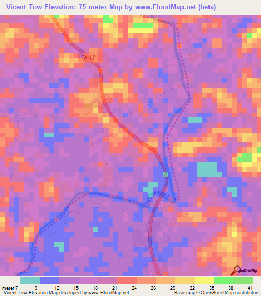 Vicent Tow,Liberia Elevation Map