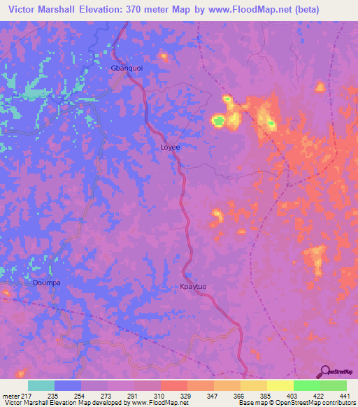 Victor Marshall,Liberia Elevation Map