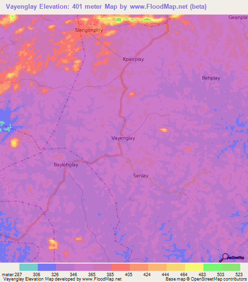Vayenglay,Liberia Elevation Map