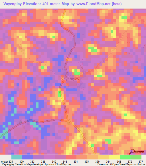 Vayenglay,Liberia Elevation Map