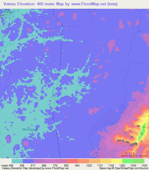Vetesu,Liberia Elevation Map