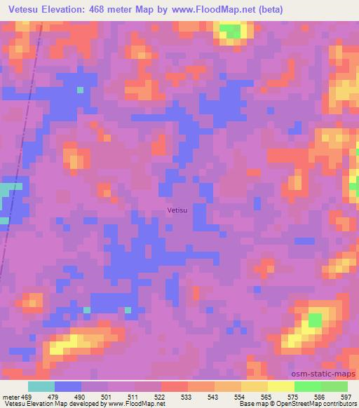 Vetesu,Liberia Elevation Map