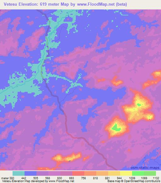 Vetesu,Liberia Elevation Map