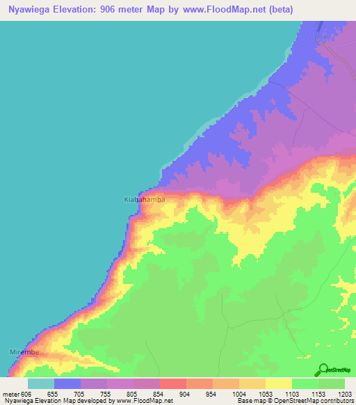 Nyawiega,Uganda Elevation Map