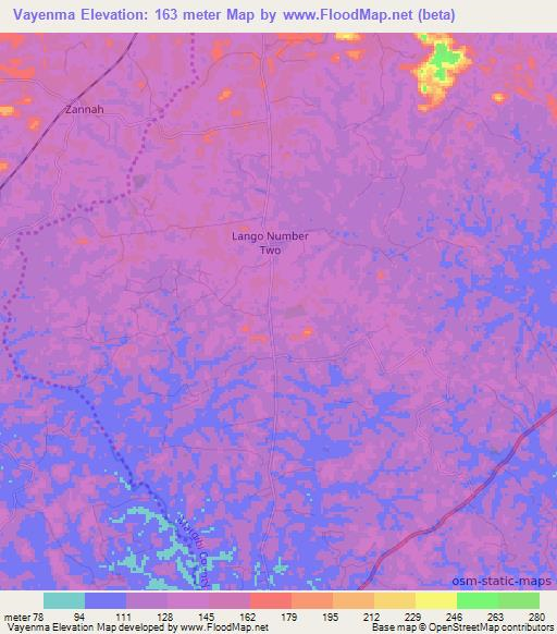 Vayenma,Liberia Elevation Map