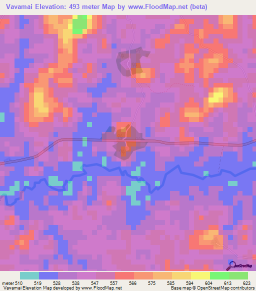 Vavamai,Liberia Elevation Map