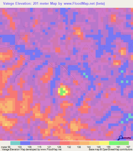 Vatege,Liberia Elevation Map
