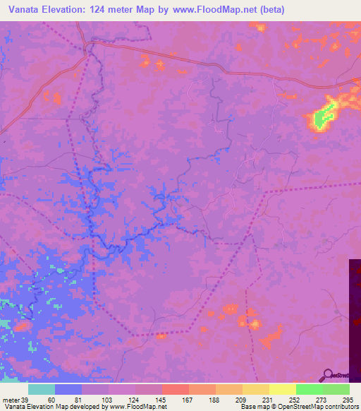 Vanata,Liberia Elevation Map