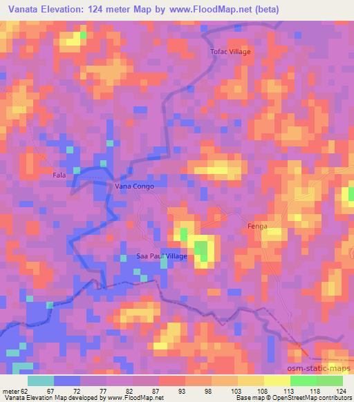 Vanata,Liberia Elevation Map