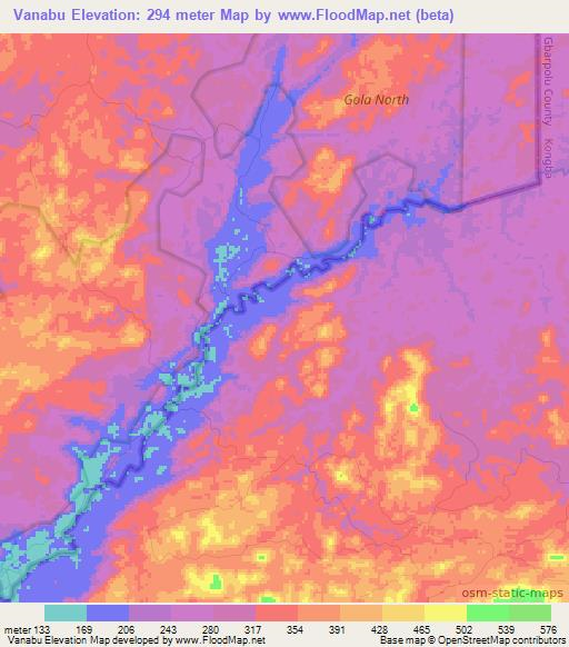 Vanabu,Liberia Elevation Map
