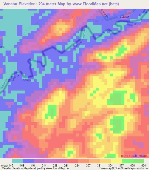 Vanabu,Liberia Elevation Map